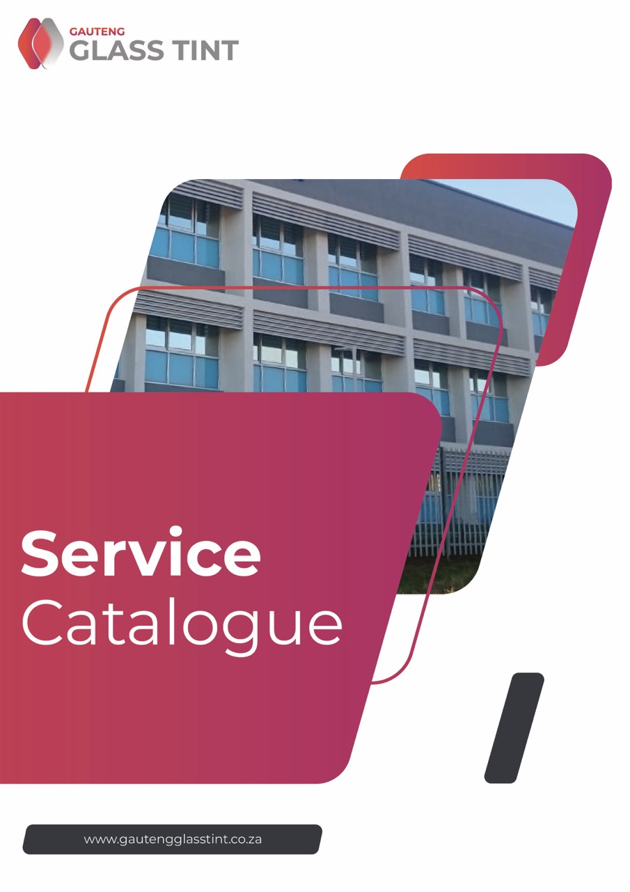 Gauteng Glass Tint service catalogue front page.